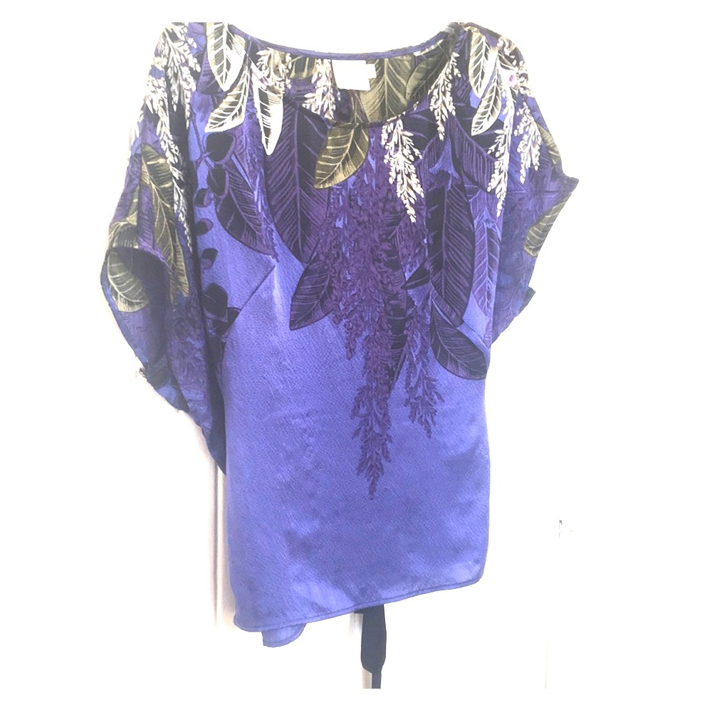 Silk Leaf Print Blouse by Anthropologie